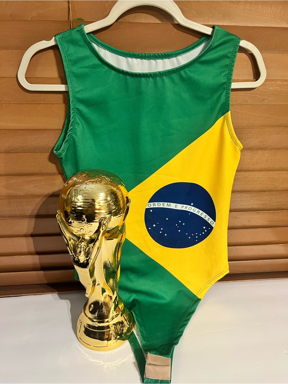 Green & Yellow Brazil Flag Gymnastics Leotard